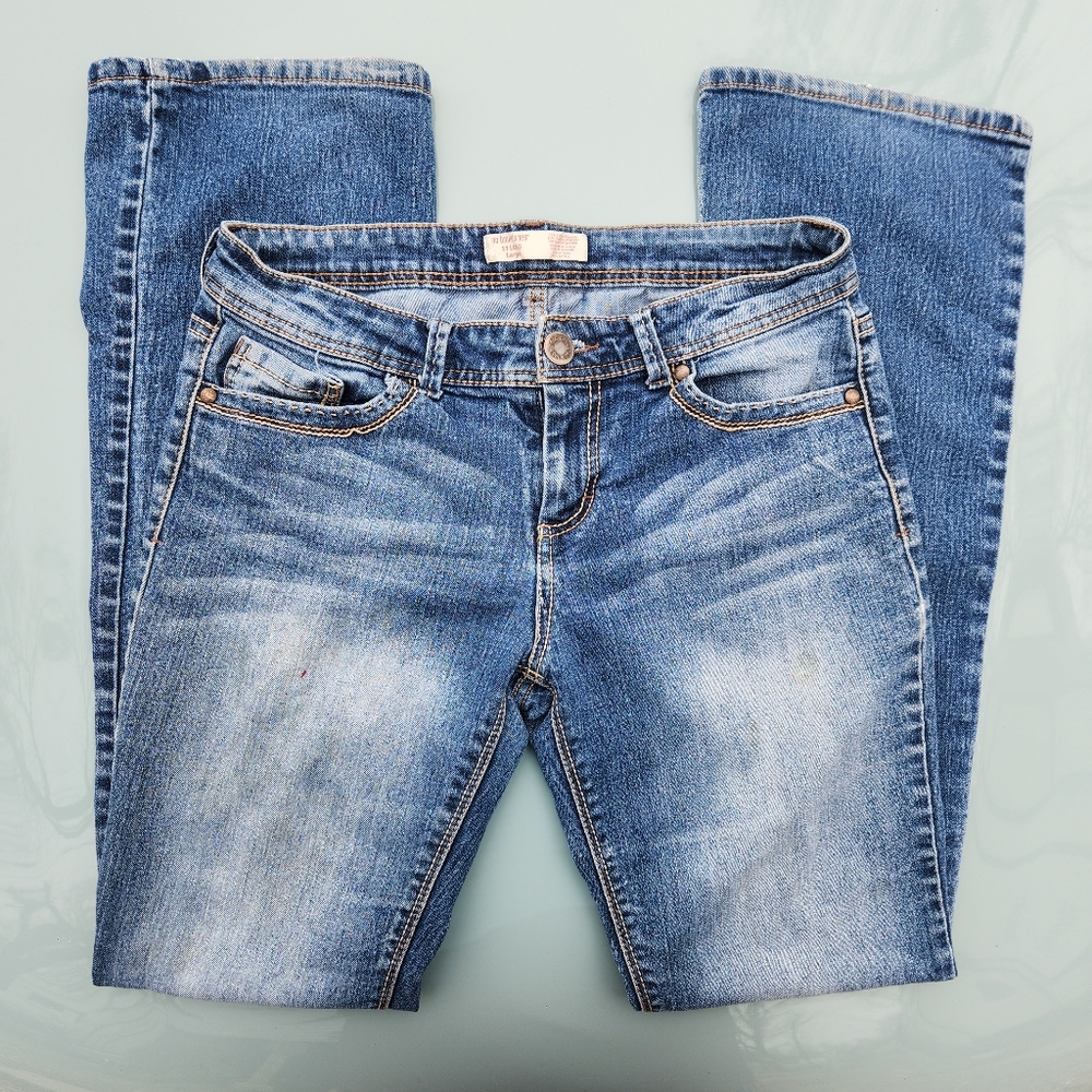 Low-Rise Flare Faded Jeans